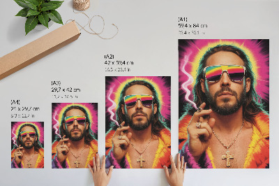Dekorativni plakat Intenzivne boje, kontrastni retro uzorci