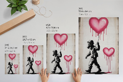 Plakat Ulična umjetnost kontrastira srca i figure