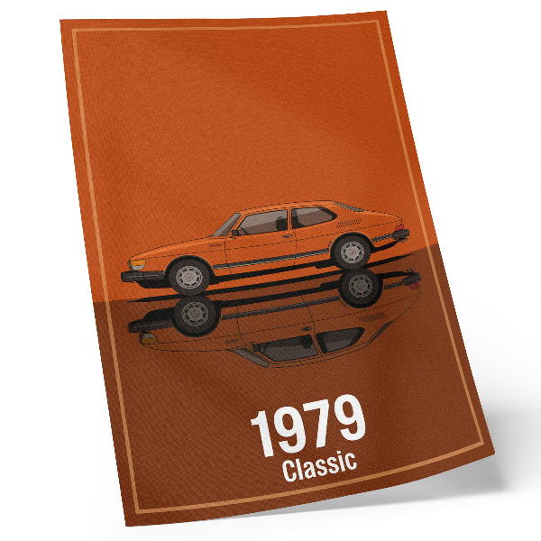 Dekorativni plakat Retro automobil u narančastom retrovizoru vintage stila