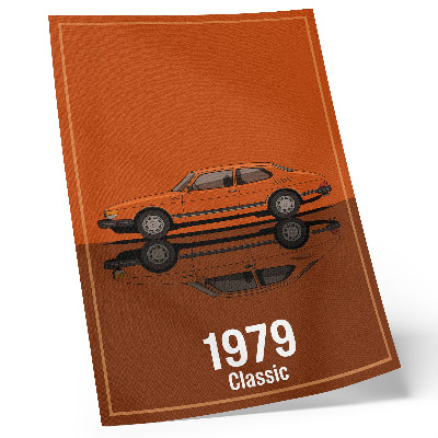 Dekorativni plakat Retro automobil u narančastom retrovizoru vintage stila