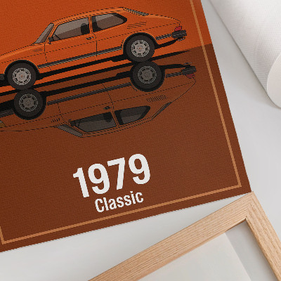 Dekorativni plakat Retro automobil u narančastom retrovizoru vintage stila