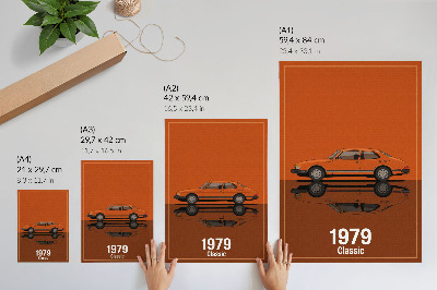 Dekorativni plakat Retro automobil u narančastom retrovizoru vintage stila