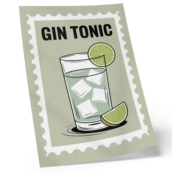 Plakat Natpis GIN TONIC zeleni i bijeli elementi
