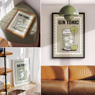 Plakat Natpis GIN TONIC zeleni i bijeli elementi