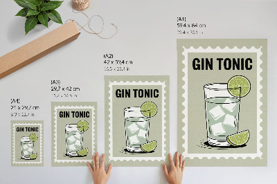 Plakat Natpis GIN TONIC zeleni i bijeli elementi