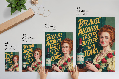Tisak na platno Retro elegantna žena s vinom i natpisom