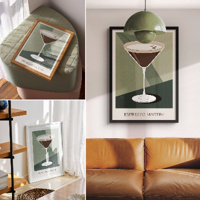 Tisak na platno Moderni martini u zelenoj, bež i bijeloj boji