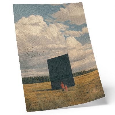Dekorativni plakat Kontrast crnog monolita s plavetnilom neba i zelenila