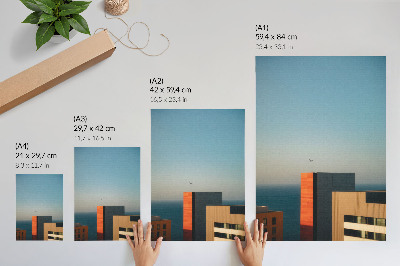 Zidni plakat Modernost, more, zgrade, ptica, prostranstvo, nebo
