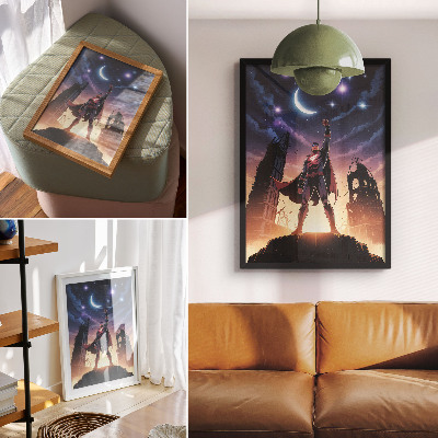 Dekorativni plakat Noćno nebo, dinamična figura, misteriozne ruševine