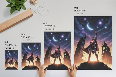Dekorativni plakat Noćno nebo, dinamična figura, misteriozne ruševine