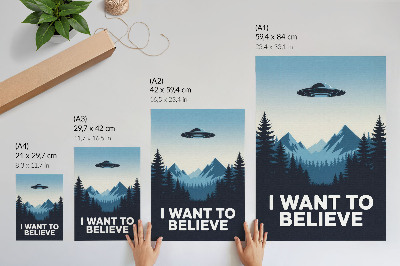 Plakat NLO šuma planine tajanstveni moderni stil