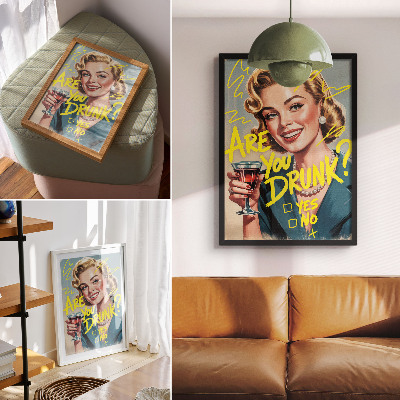 Dekorativni plakat Dinamične boje ženskog retro stripa