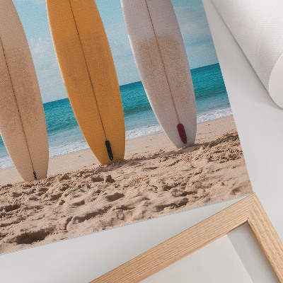 Dekorativni plakat Daske za surfanje na plaži pod plavim nebom
