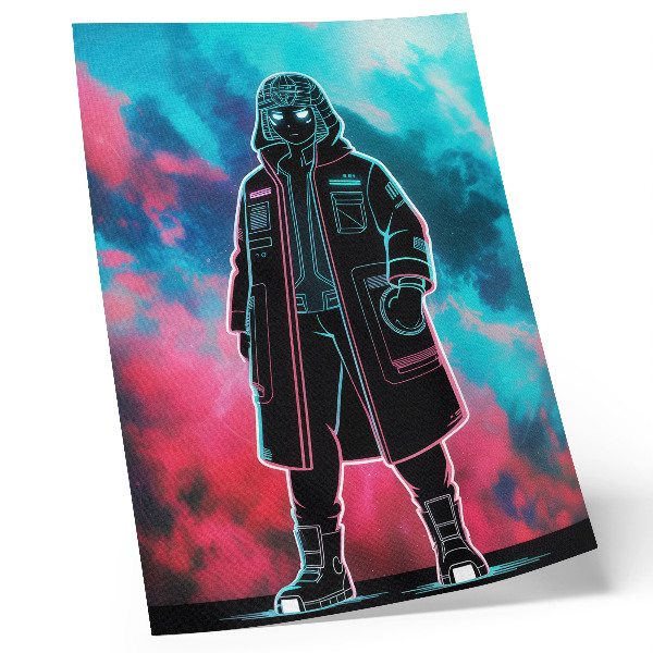 Zidni plakat Futuristička figura naspram neba u jakim bojama