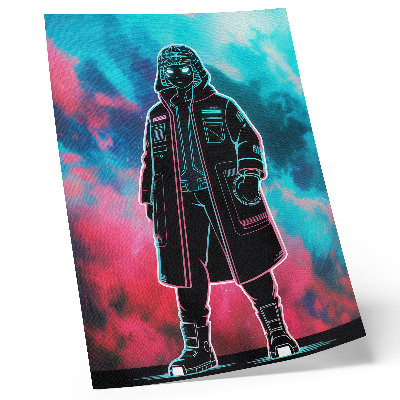 Zidni plakat Futuristička figura naspram neba u jakim bojama