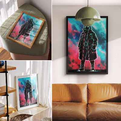 Zidni plakat Futuristička figura naspram neba u jakim bojama
