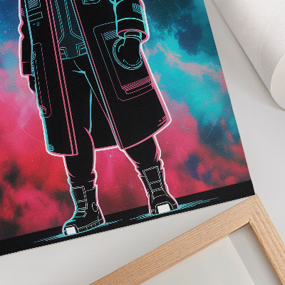 Zidni plakat Futuristička figura naspram neba u jakim bojama