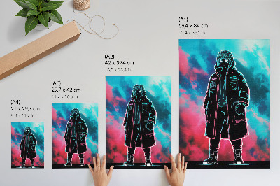 Zidni plakat Futuristička figura naspram neba u jakim bojama