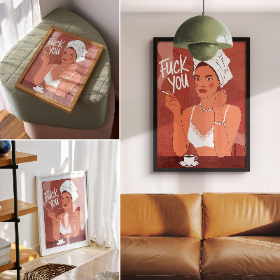 Plakat Crveno-bijeli elegantni portret žene u humorističnom stilu
