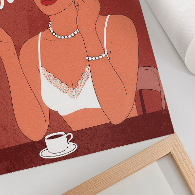 Plakat Crveno-bijeli elegantni portret žene u humorističnom stilu