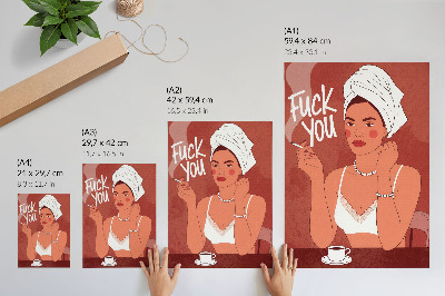Plakat Crveno-bijeli elegantni portret žene u humorističnom stilu