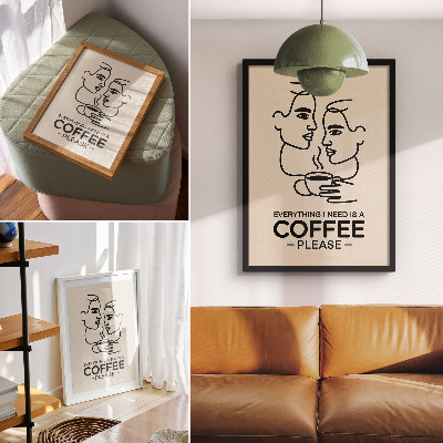 Plakat Minimalističke konture lica šalica kave