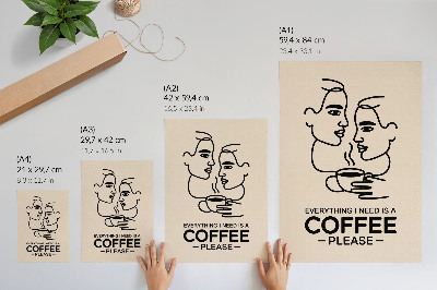 Plakat Minimalističke konture lica šalica kave