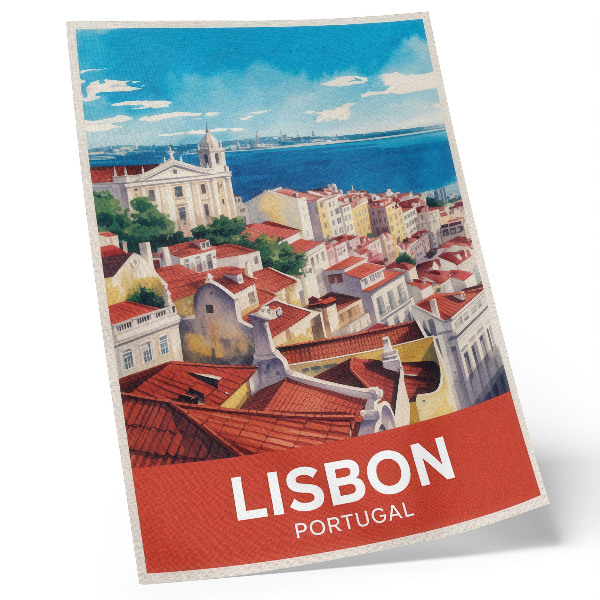 Plakat Panorama grada, tople boje, mirna atmosfera