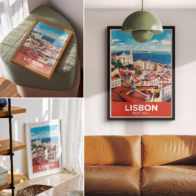 Plakat Panorama grada, tople boje, mirna atmosfera