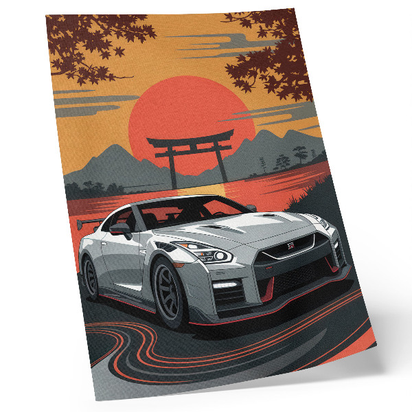 Dekorativni plakat Automobil u skladnom japanskom krajoliku