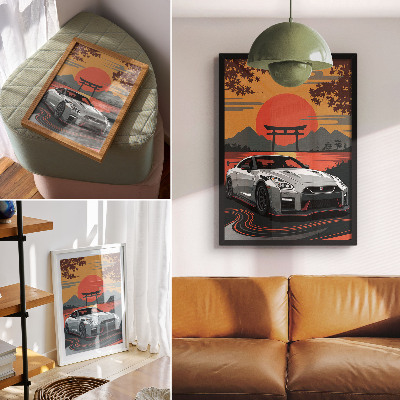 Dekorativni plakat Automobil u skladnom japanskom krajoliku