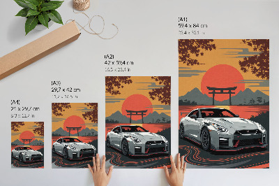 Dekorativni plakat Automobil u skladnom japanskom krajoliku