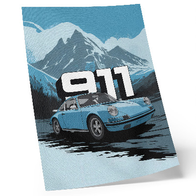 Plakat Klasični automobil, planinska pozadina, veliki natpis