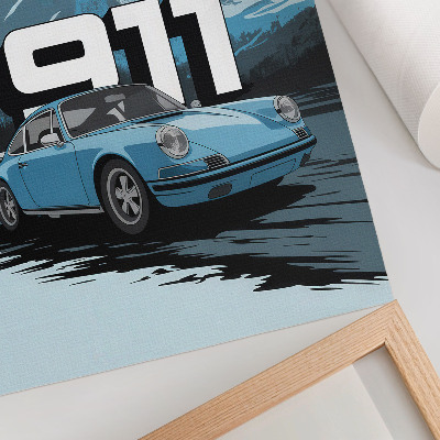 Plakat Klasični automobil, planinska pozadina, veliki natpis