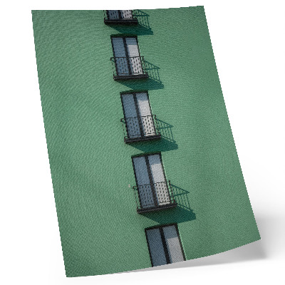 Plakat Zelena fasada prozora balkona sjene modernog