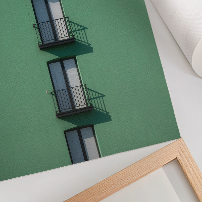 Plakat Zelena fasada prozora balkona sjene modernog