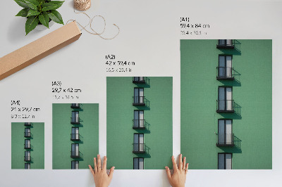 Plakat Zelena fasada prozora balkona sjene modernog