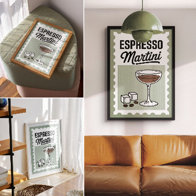 Dekorativni plakat Grafike u vintage stilu za espresso martini