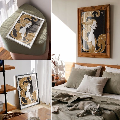 Zidni plakat Elegantna žena umjetnički kontrast linija