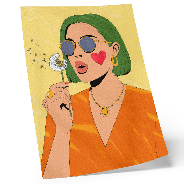 Tisak na platno Pop art ilustracija sa zelenom kosom