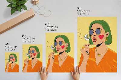 Tisak na platno Pop art ilustracija sa zelenom kosom
