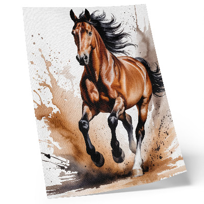 Plakat Konji u pokretu s bež mrljama na pozadini