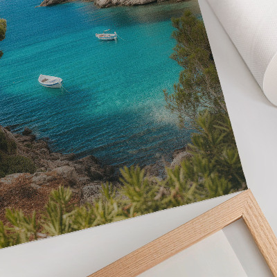 Plakat Zaljev s brodovima i kućom u slikovitom krajoliku