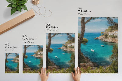 Plakat Zaljev s brodovima i kućom u slikovitom krajoliku
