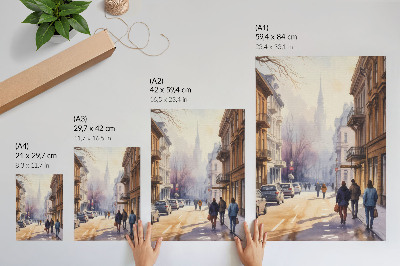 Plakat Gradska ulica zimsko drveće mirna atmosfera