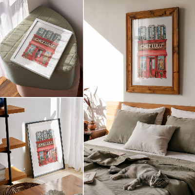 Dekorativni plakat Arhitektura kafića biljke pastelne boje