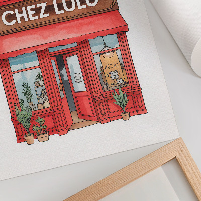 Dekorativni plakat Arhitektura kafića biljke pastelne boje