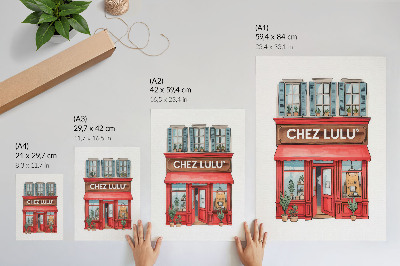 Dekorativni plakat Arhitektura kafića biljke pastelne boje