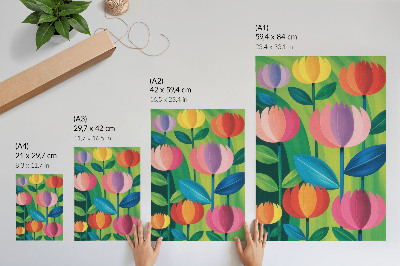Plakat Šareno geometrijsko cvijeće lišće zelena pozadina